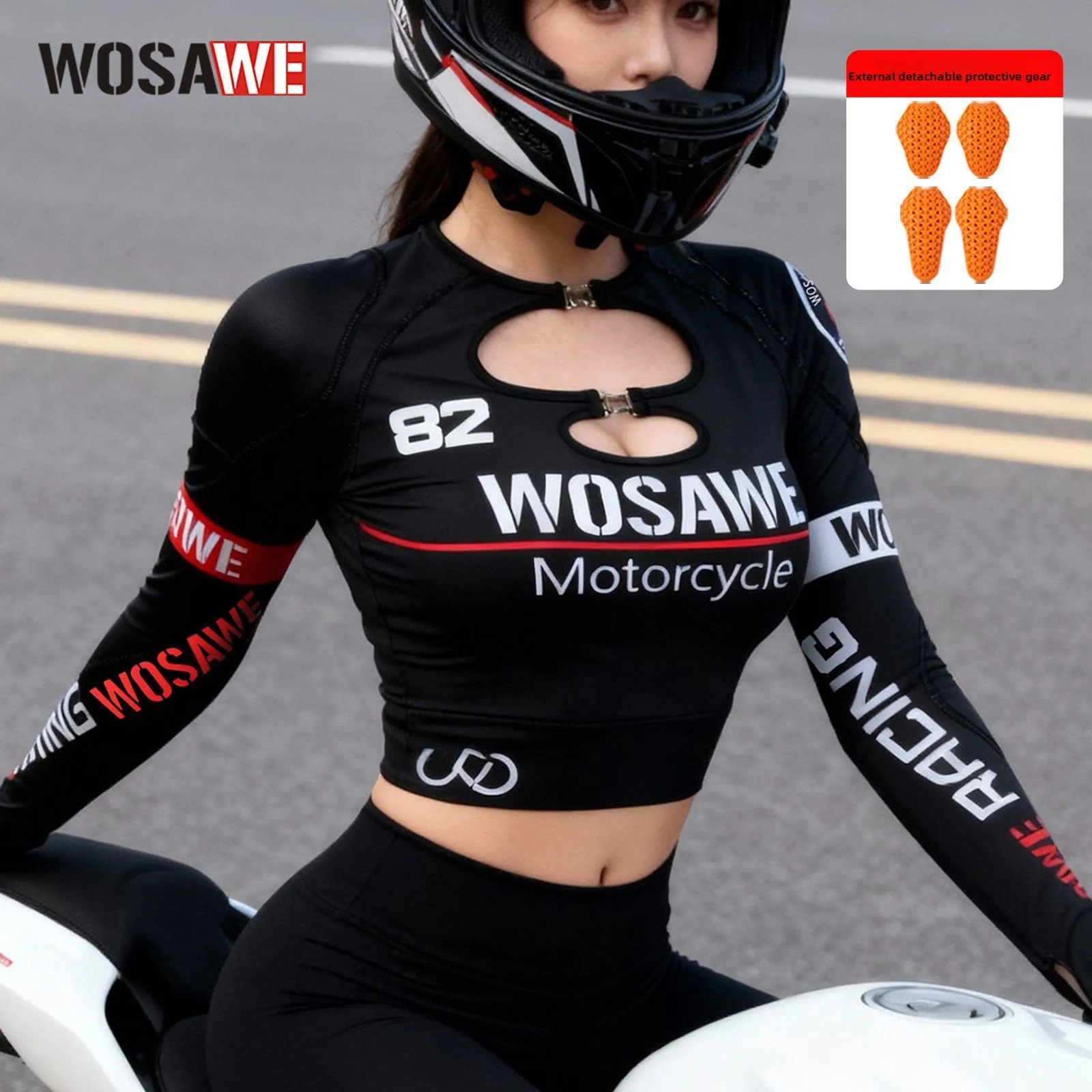 

Женская мотоциклетная куртка WOSAWE для весны и осени, с вырезами, сексуальная, повседневная, короткая, с длинными рукавами, уличная одежда