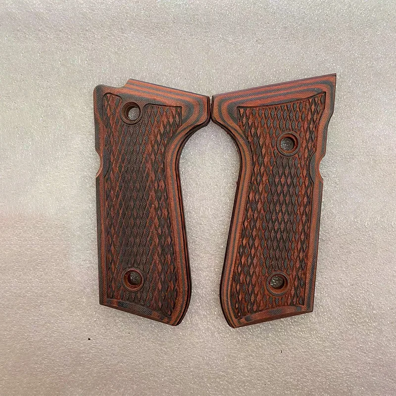 عدد 1 زوج من 8 أنماط مقابض القبضة بقع لألواح KUBLAI N10 Beretta M92F Kublai M9A1 مصنوعة من الخشب الملون G10 Micarta Material #2