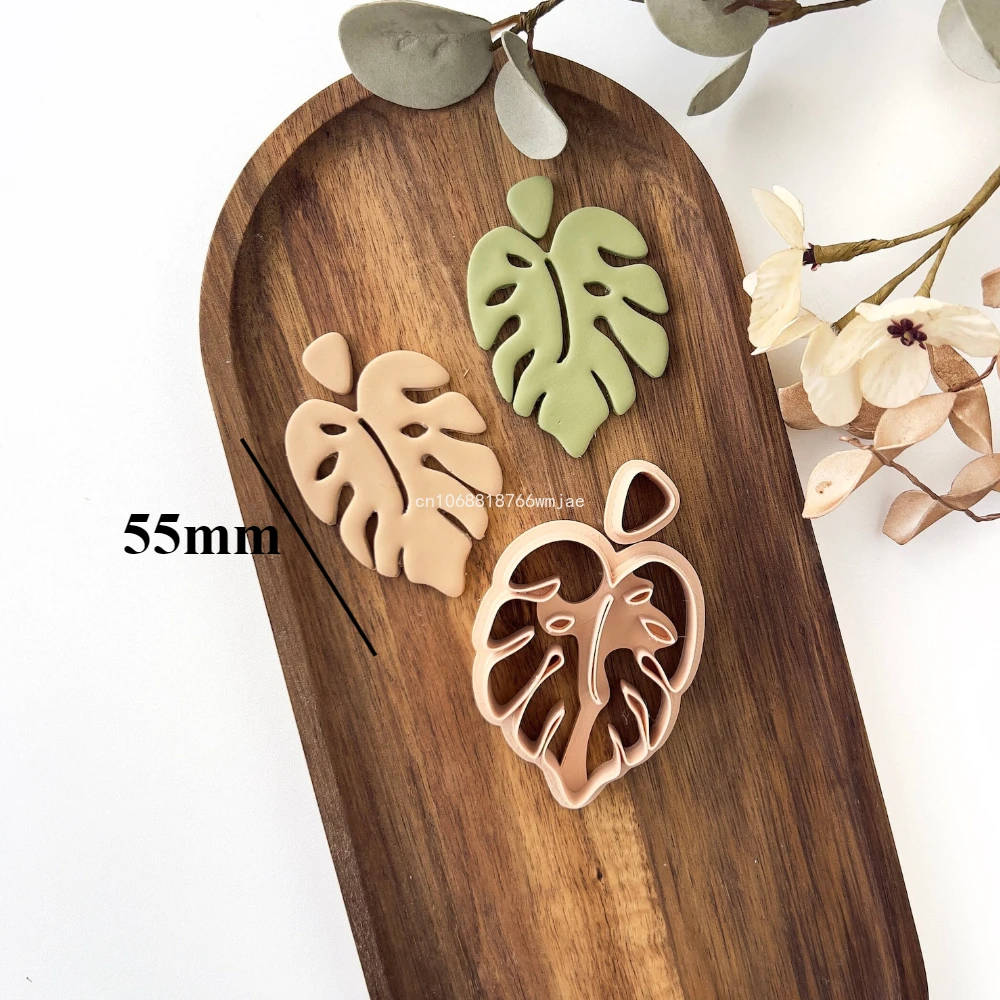 Monstera Leaf Polymer Clay Cutters | Embossed Tropical Leaf Clay Molds | Sharp 3D Printed Earring Jewelry Necklace Making Tools