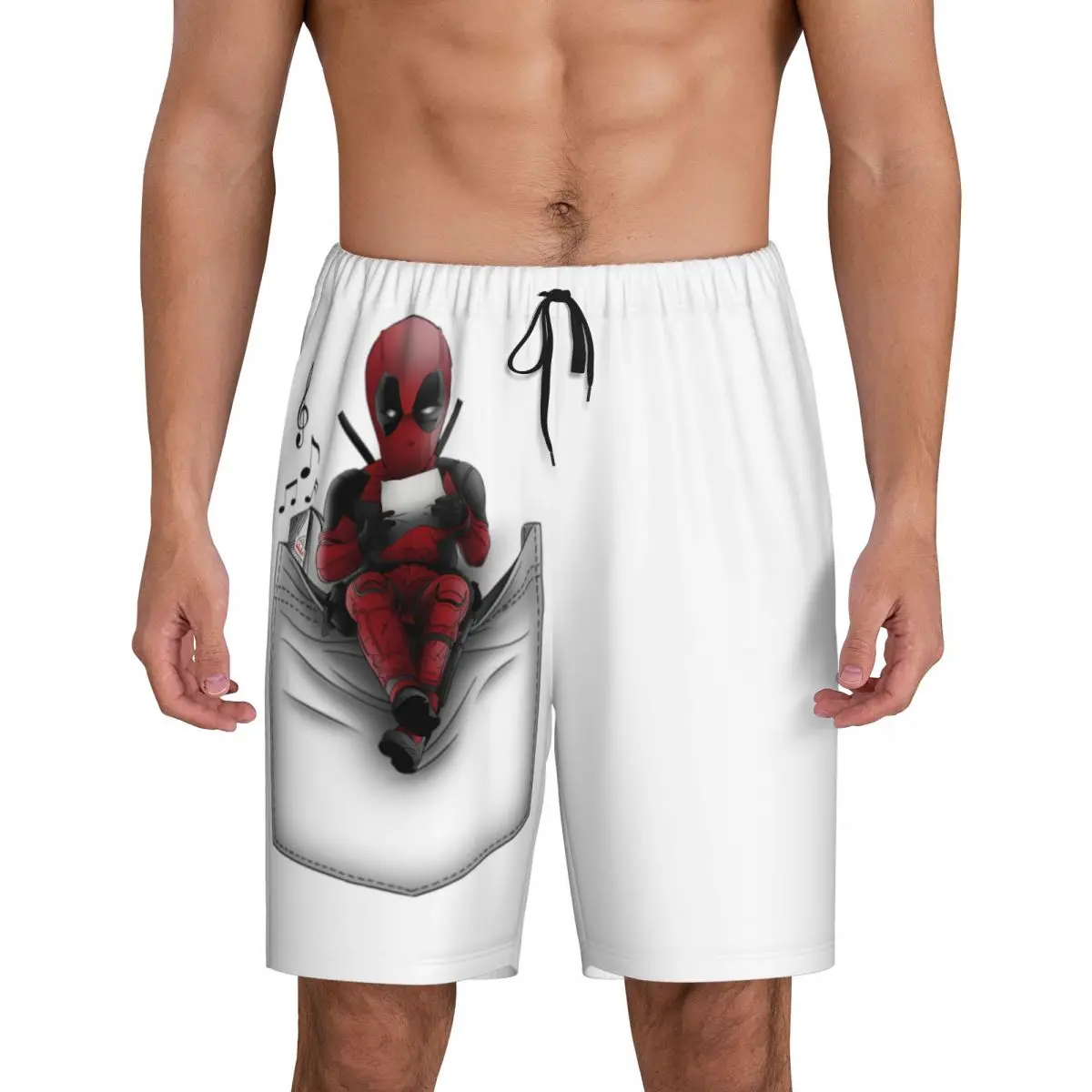 

Custom Deadpool Pajama Shorts Sleepwear for Men Elastic Waistband Sleep Lounge Short Pjs with Pockets