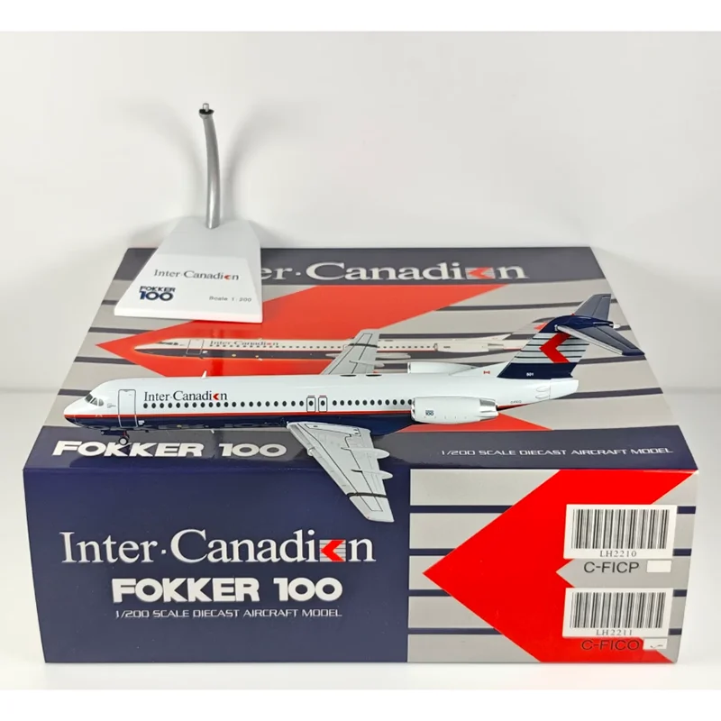 JC Wings 1/200 Scale Inter Canadian Airlines Fokker 100 C-FICO Alloy Aircraft Model Collection Decoration Item