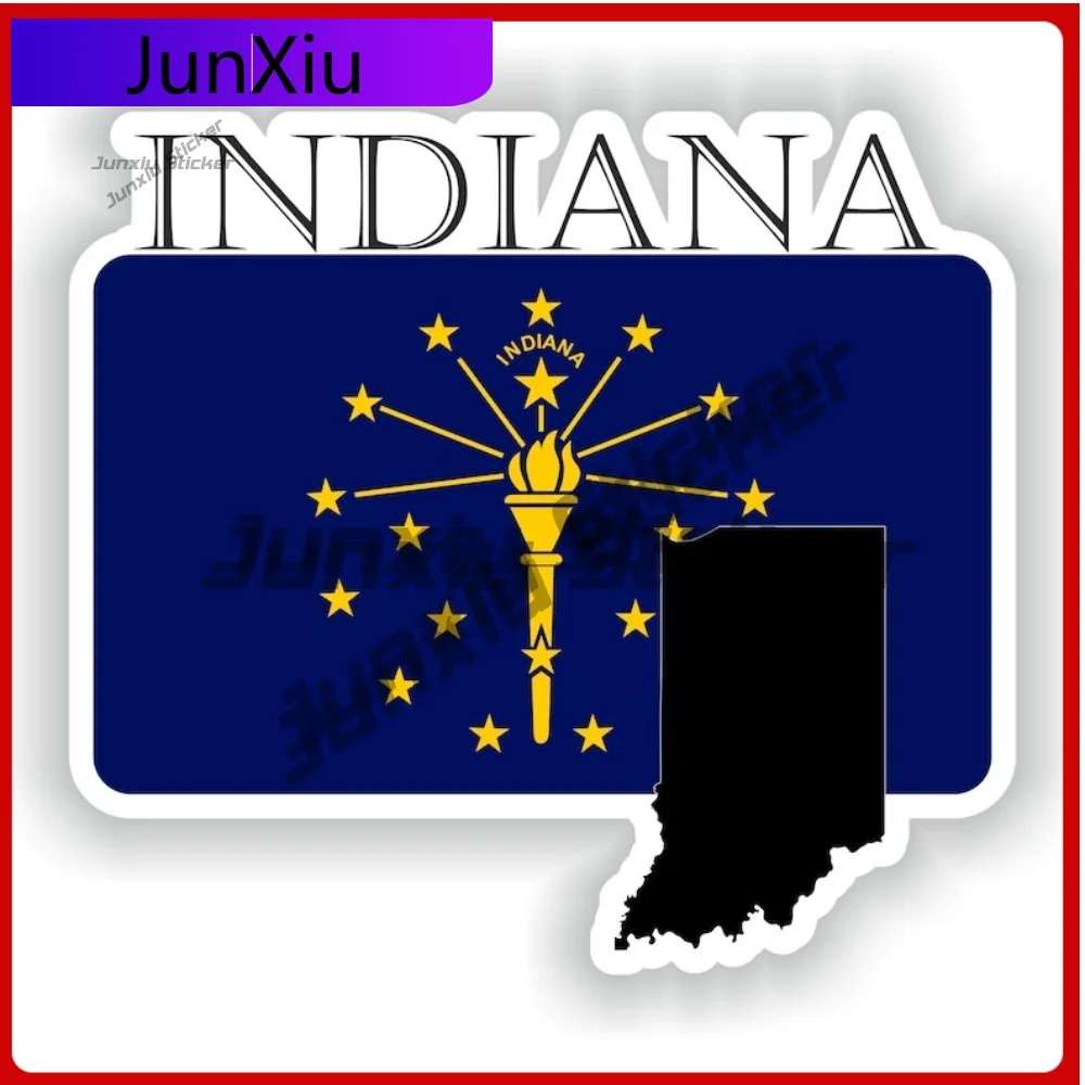 Indiana National Emblem Map Shape Sticker Anti Scratch Waterproofing Exterior Decals X500 Motorcycle Stickers Camping Car Decor