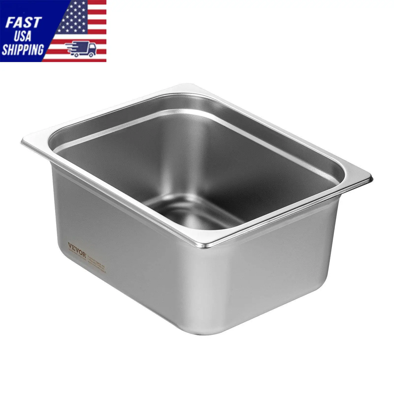 6 Pack Hotel Pans, 1/2 Size Anti-Jam Steam Pan, 0.8mm Thick Stainless Steel Restaurant Steam Table Pan