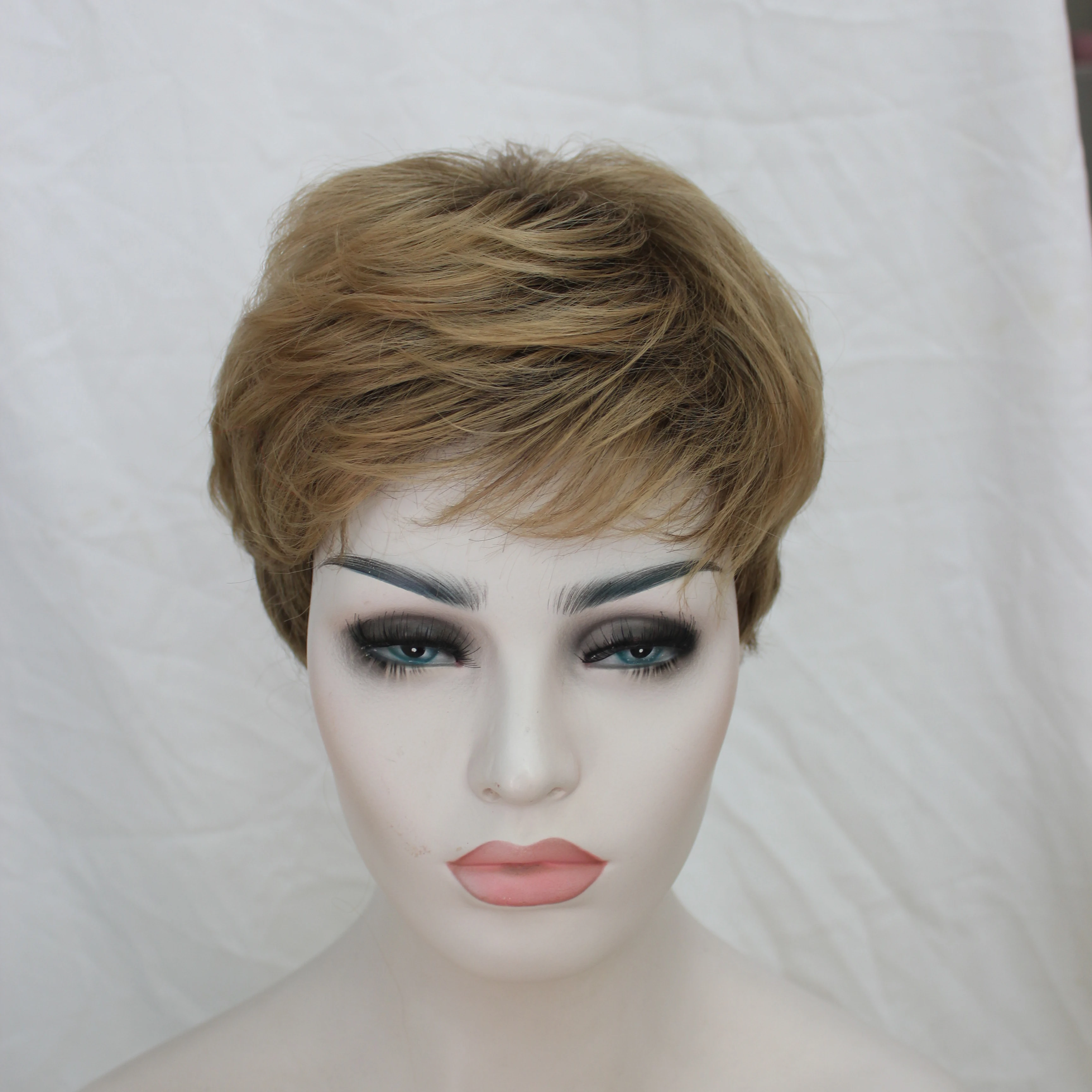 

Basic Cap Synthetic Wig short light brown Women Wig Short straight Costume Wig for Halloween