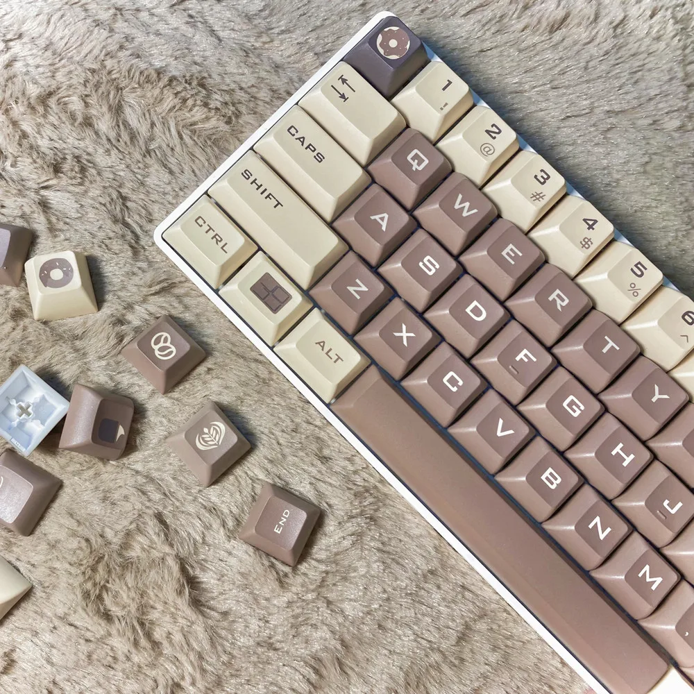 Imagem -03 - Barra de Café Keycap Faça Você Mesmo Personalizado Pbt 142 Teclas Meteorito Latte Kca Perfil Tintura Subbed Iso Entrar para Interruptor Cruzado Teclado Mecânico