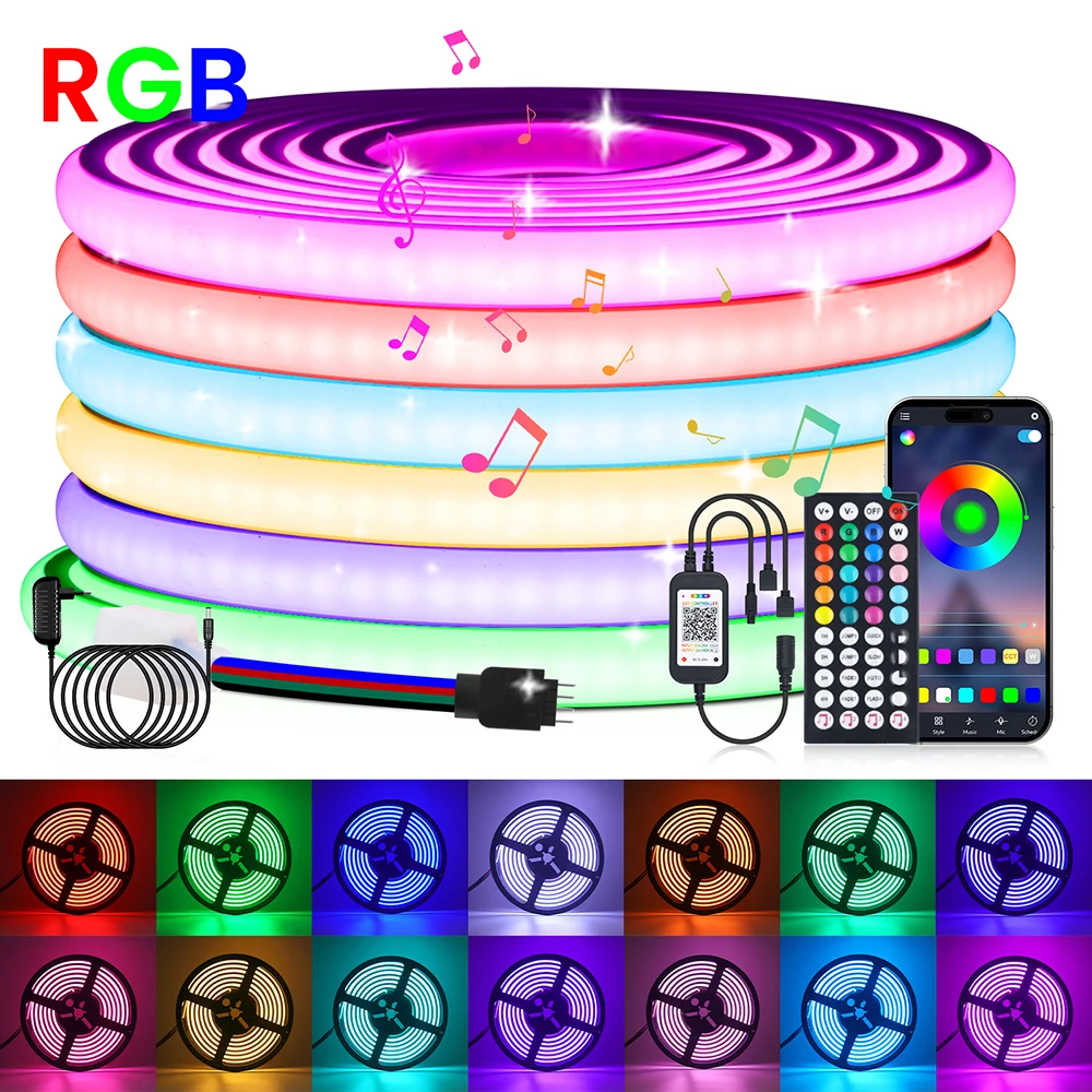 

IP68 Водонепроницаемая светодиодная лента RGB COB Wi-Fi Bluetooth Пульт дистанционного управления ЕС США Великобритания AU Power Kit 12 В 24 В 576 светодиодов Гибкая лампа 0,5 м 5 м
