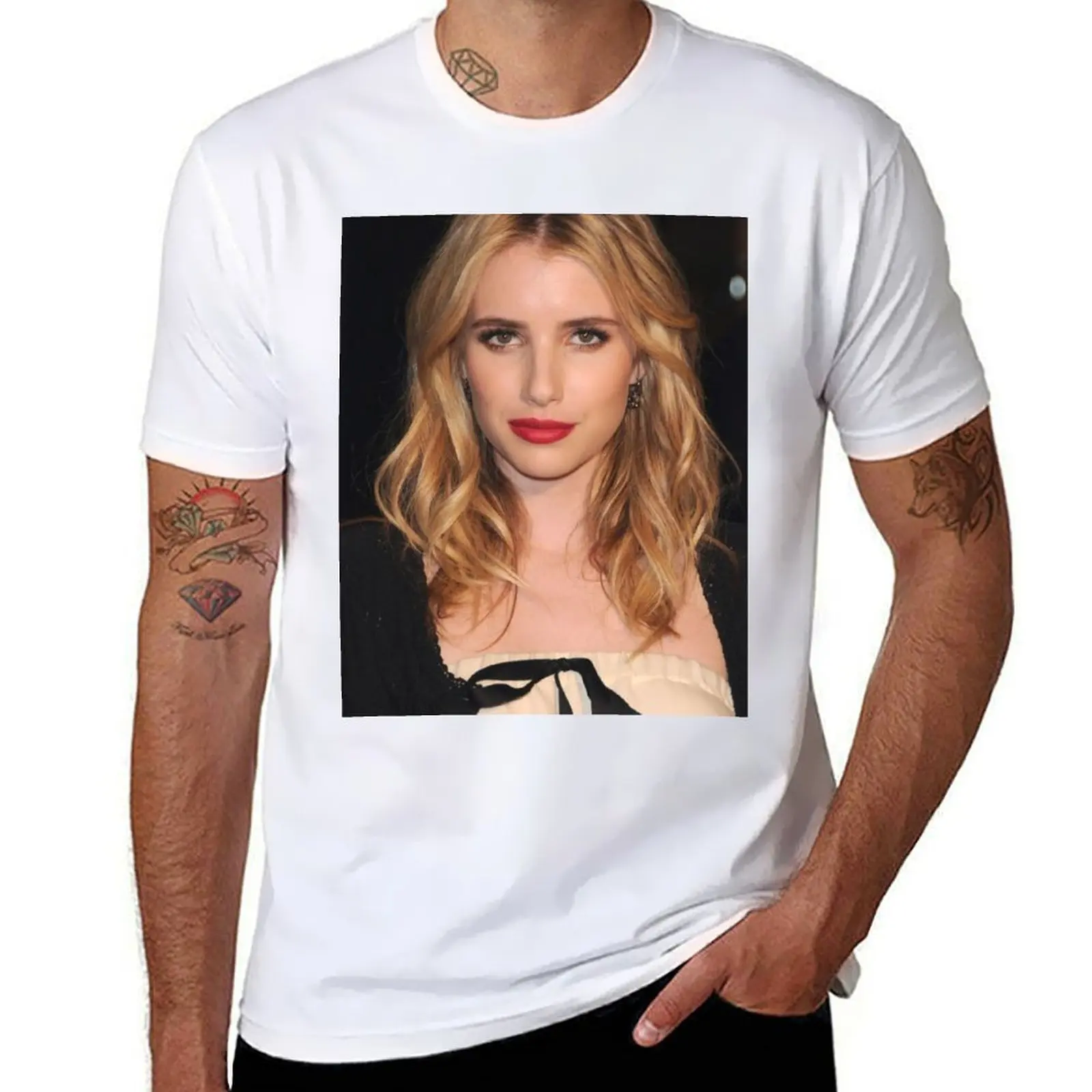 إيما روبرتس تي شيرت تي شيرت للرجل جرافيك خمر تي شيرت مع مطبوعات رجل تي شيرت للرجال تي شيرت