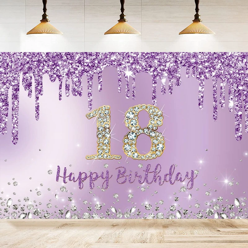 

Photography Backdrop For Girls Happy 18th Years Old Birthday Balloons Background Home Party Backdrop Wall Banner Decor Poster