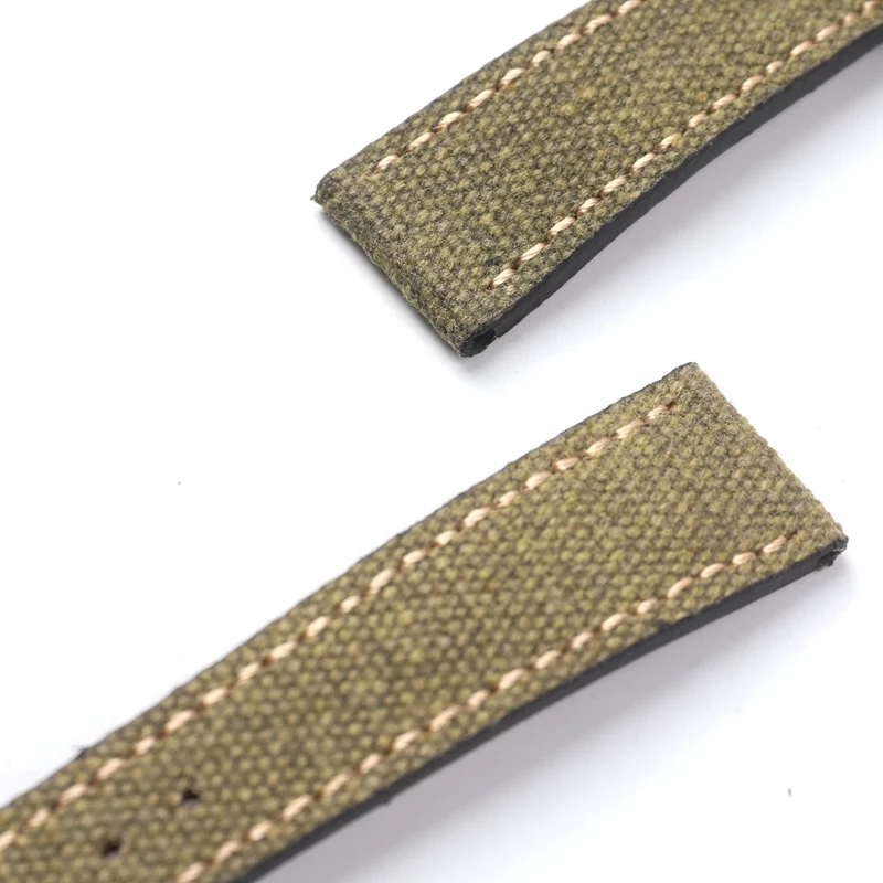 Canvas Fitted Leather Watchband 18 19 20 21 22MM Black Green Brown Soft Slim Men\'s Bracelet for Antique Style Watches