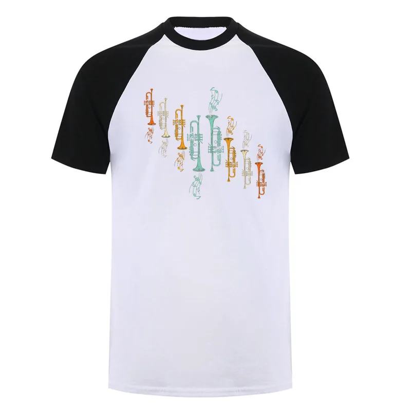 Jazz Trumpet Pattern Musician Trumpeter Sheet Music Gift T Shirt Vintage Short Sleeve T-Shirts DA-610