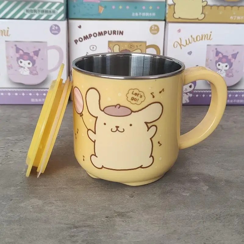 Sanrios Kuromi My Melody Hello Kitties ถ้วยน้ําสองชั้นปลอกที่ถอดออกได้ถ้วยน้ําดูดีของขวัญเทศกาล