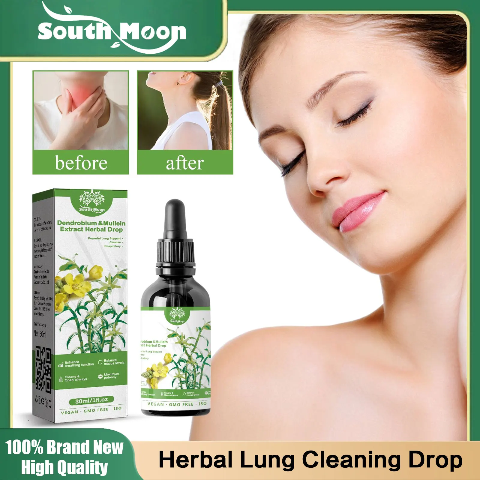 Herbal Lung Cleaning Drop Rhinitis Nasal Congestion Treatment Sore Throat Swelling Relief Anti Snoring Lung Detox Medical Liquid