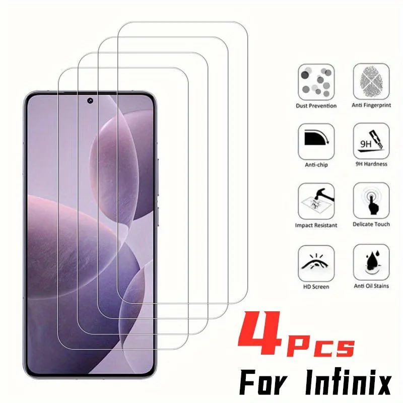 

4Pcs Tempered Glass For Infinix Note 40 50 30 Pro Plus Screen Protector For Infinix hot 50 40 Pro Zero 40 30 Protector Glass
