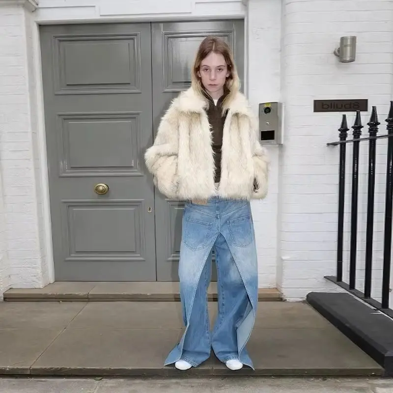 Imitation Fox Fur Grass Coat Women's Loose Short Winter New Style Square Collar Eco Friendly Fur High End Sense Coat