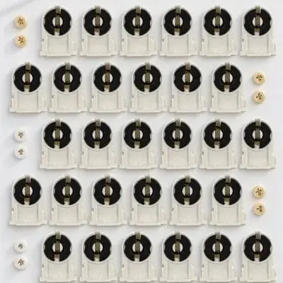 

30Pcs Fluorescent Lamp Socket Holders Non-Shunted ABS Material Long-Lasting Stable Lighting Lamp Socket Replacement