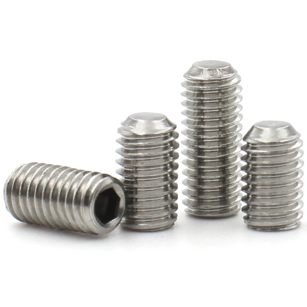 20-1PCS Hex Socket Set Screw Cup Point Stainless Steel M1.6 M2 M2.5 M3 M4 M5 M6 M8 M10 M12 Headless Hex Socket Grub Screw DIN916
