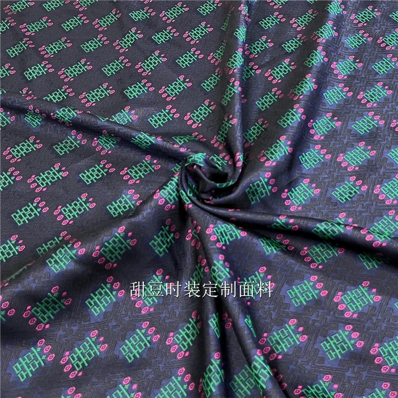 Yarn Dyed Brocade Jacquard Fabric Check Dark Grain Dress Trench Coat Fashion European Brand Design Sew Wholesale Cloth by Meter