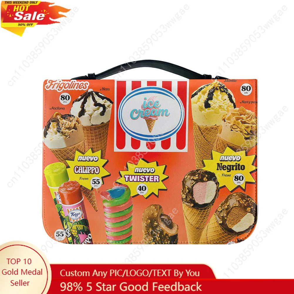 

Ice Cream Bible Bags Christian Gifts Personalized Covers Bible Pack Waterproof Leather Bag High Quality Pockets Package Case