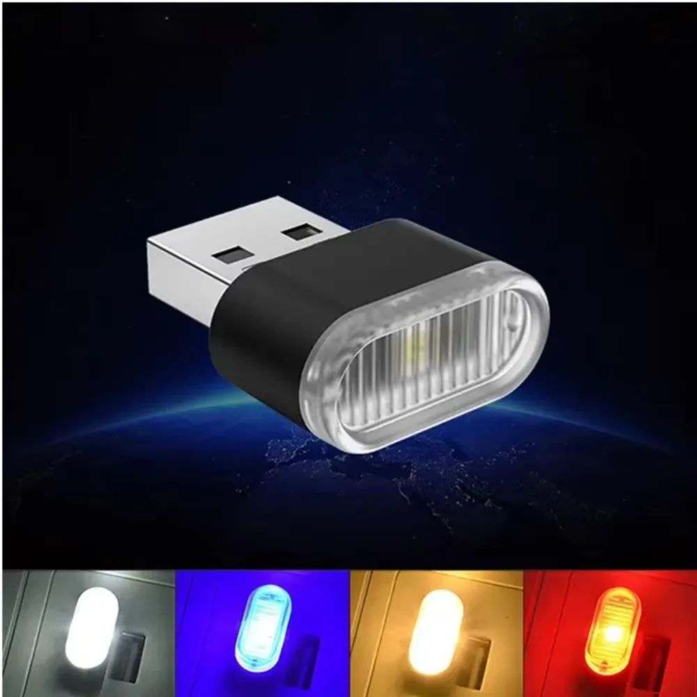 USB Powered Car Interior Light Plug and Play Colorful LED Atmosphere Lamp Neon Style Mini USB Night Light for Emergency Use