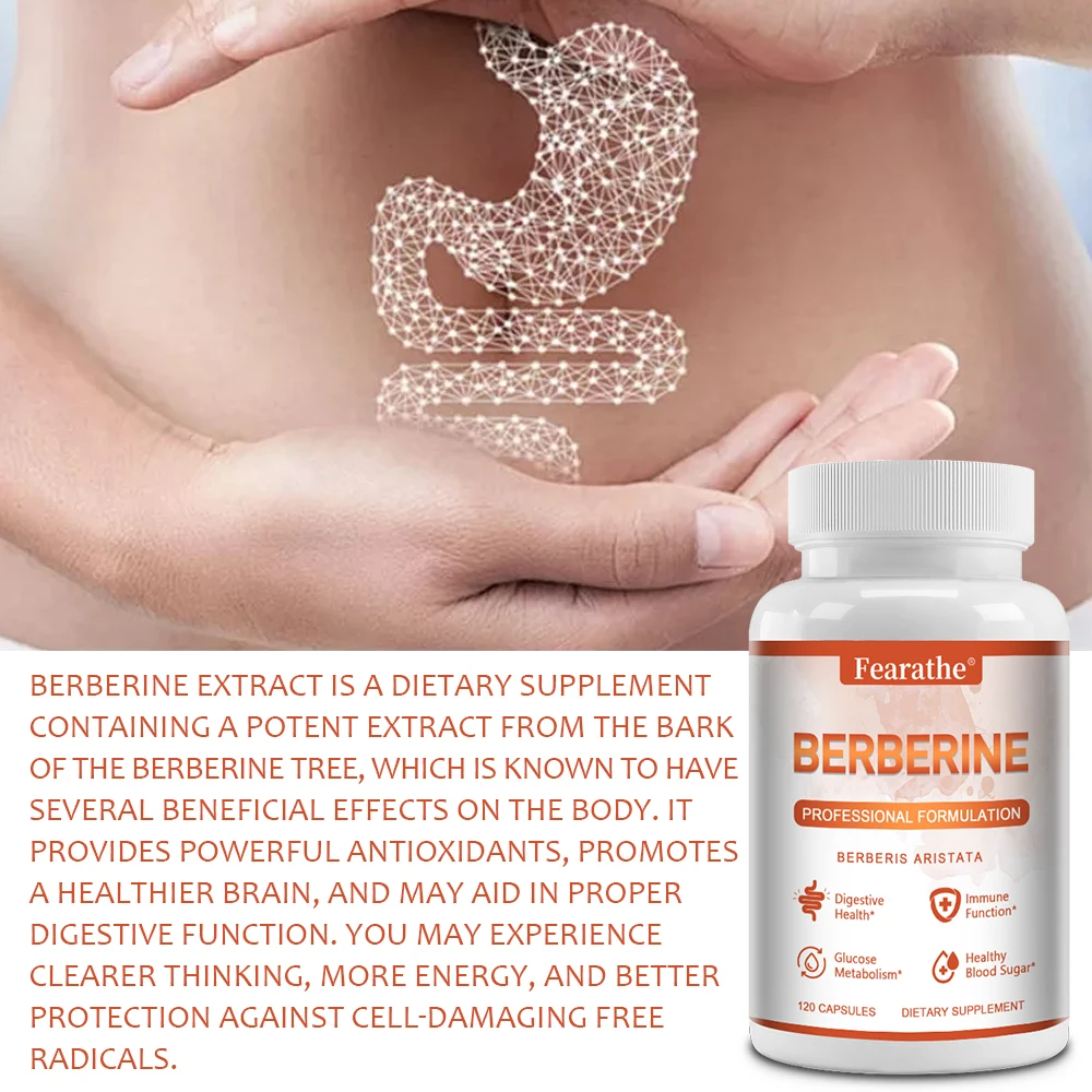 Premium Berberine Supplement - Non-GMO, Blood Sugar Metabolism, Glucose Metabolism, Immune, Cardiovascular and GI Health