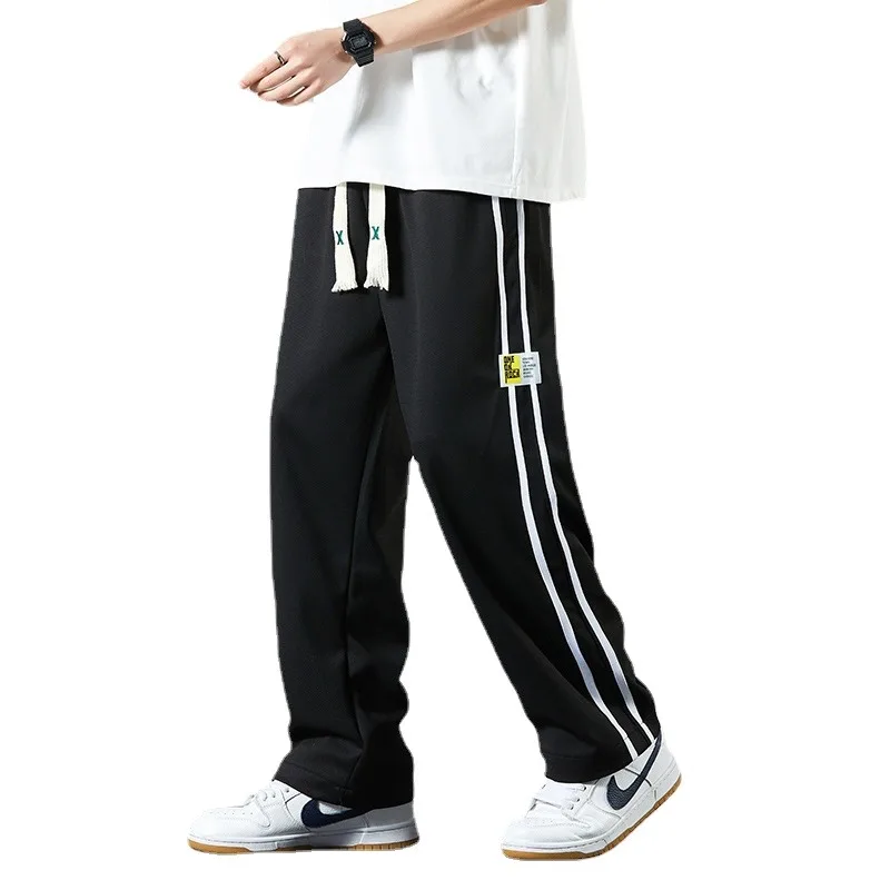 2023 New Autumn Men's Pants Men's Casual Sports Guard Pants Soft Striped Sports Pants Jogging Pants Black Grey M-8XL