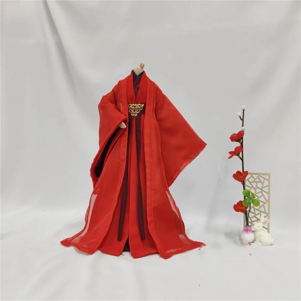 1/6 Men Hanfu Chinese Ancient red Outfit Robe Tradition Dress  Clothing Long coat Suit Model for 12inch Action Figure Dolls Toys