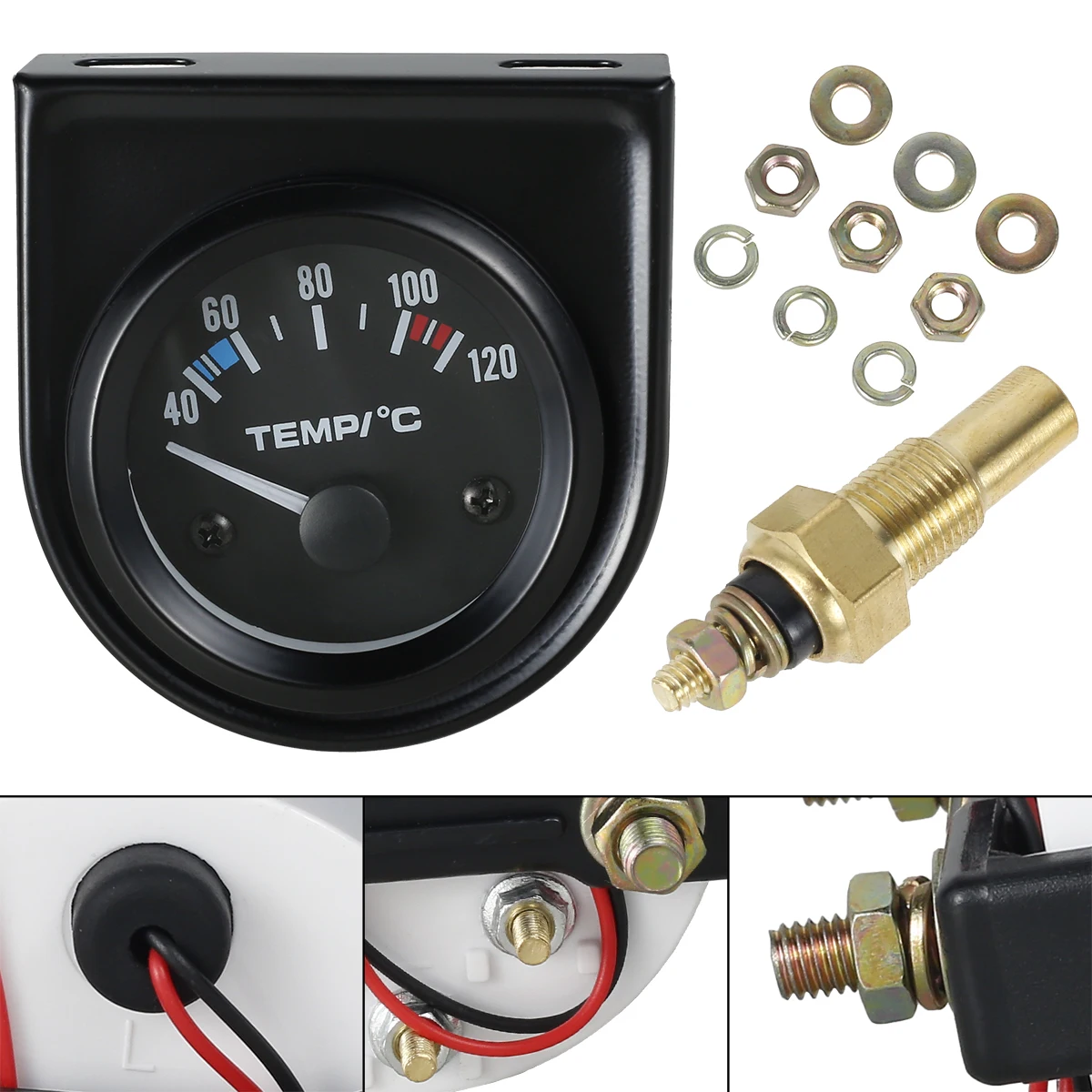 52mm cyfrowy samochodowy czujnik temperatury wody 1/8NPT Adapter 40 ~ 120 stopni celsjusza wyścigi wskaźnik poziomu wody w zbiorniku wody