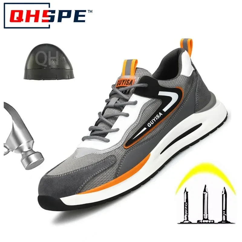 Lightweight Anti Slip Safety Shoes Men Anti Smash Anti Stab Wear Resistant Work Boots Breathable Comfortable Protective Footwear