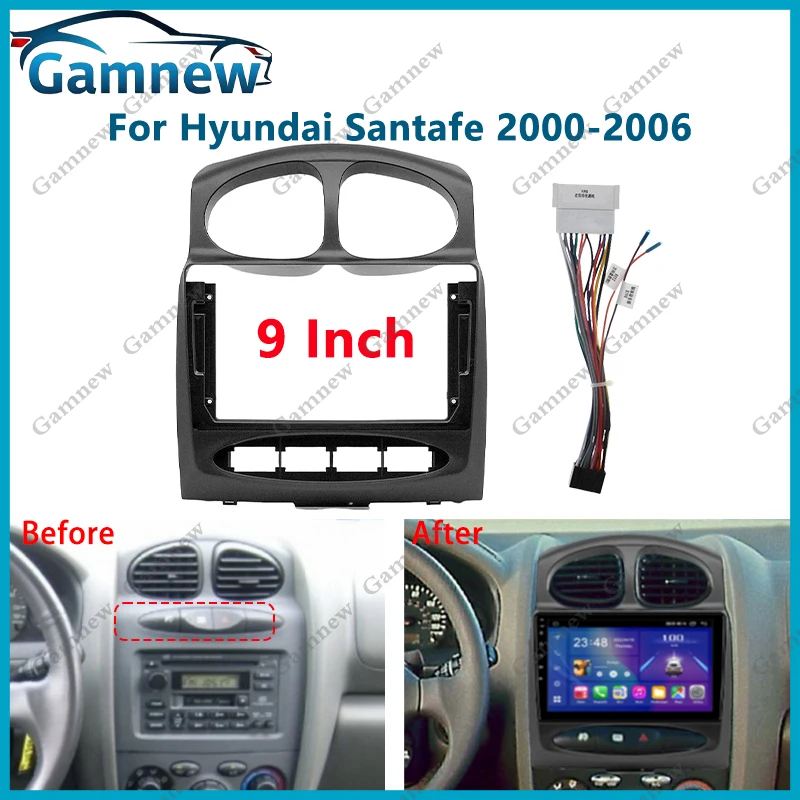 

9 Inch Car Frame Fascia Adapter For Hyundai Santafe 2000-2006 Android Radio Dash Fitting Panel Kit