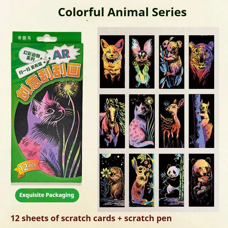 12Pcs Scratch Art Bookmarks Famous Landscape Pattern Scratch Paper Bookmark DIY Painting Kit for Student Art Craft Party Favors