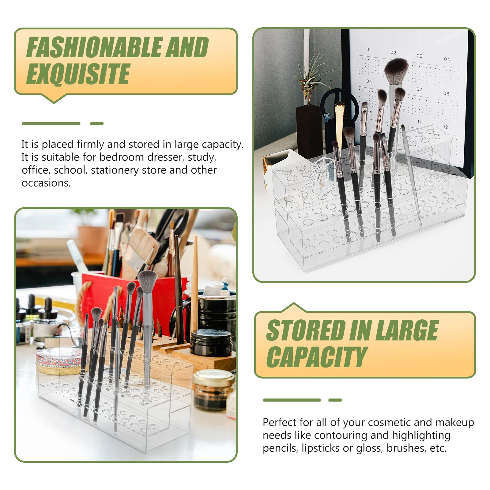 Stationery Transparent Pen Holder Makeup Dressing Table Rack Clip Office Vanity Stool