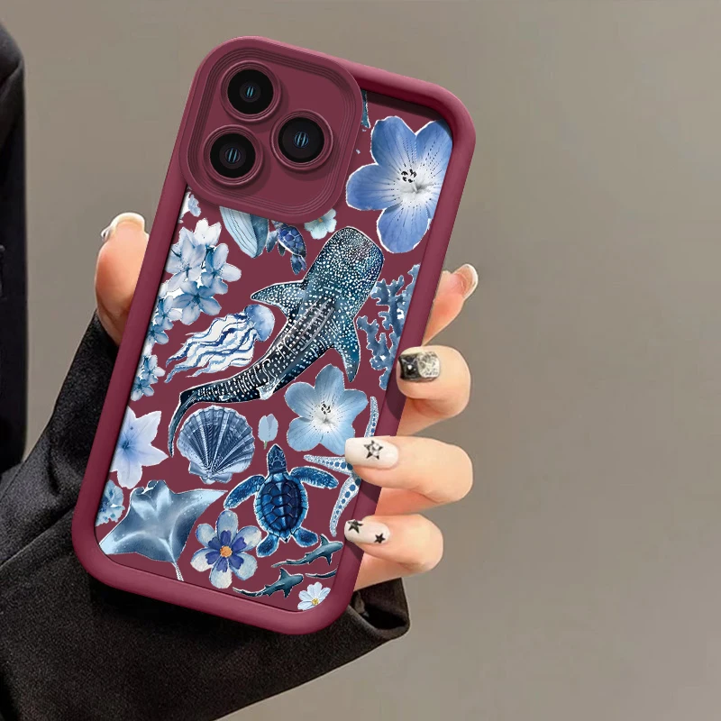 حافظة هاتف ناعمة مقاومة للصدمات لهاتف Xiaomi Poco M7 4G M6 Plus M5S C65 C61 C55 C51 C50 C40 C31 نمط زهرة السلحفاة البحرية الحوت كابا #6