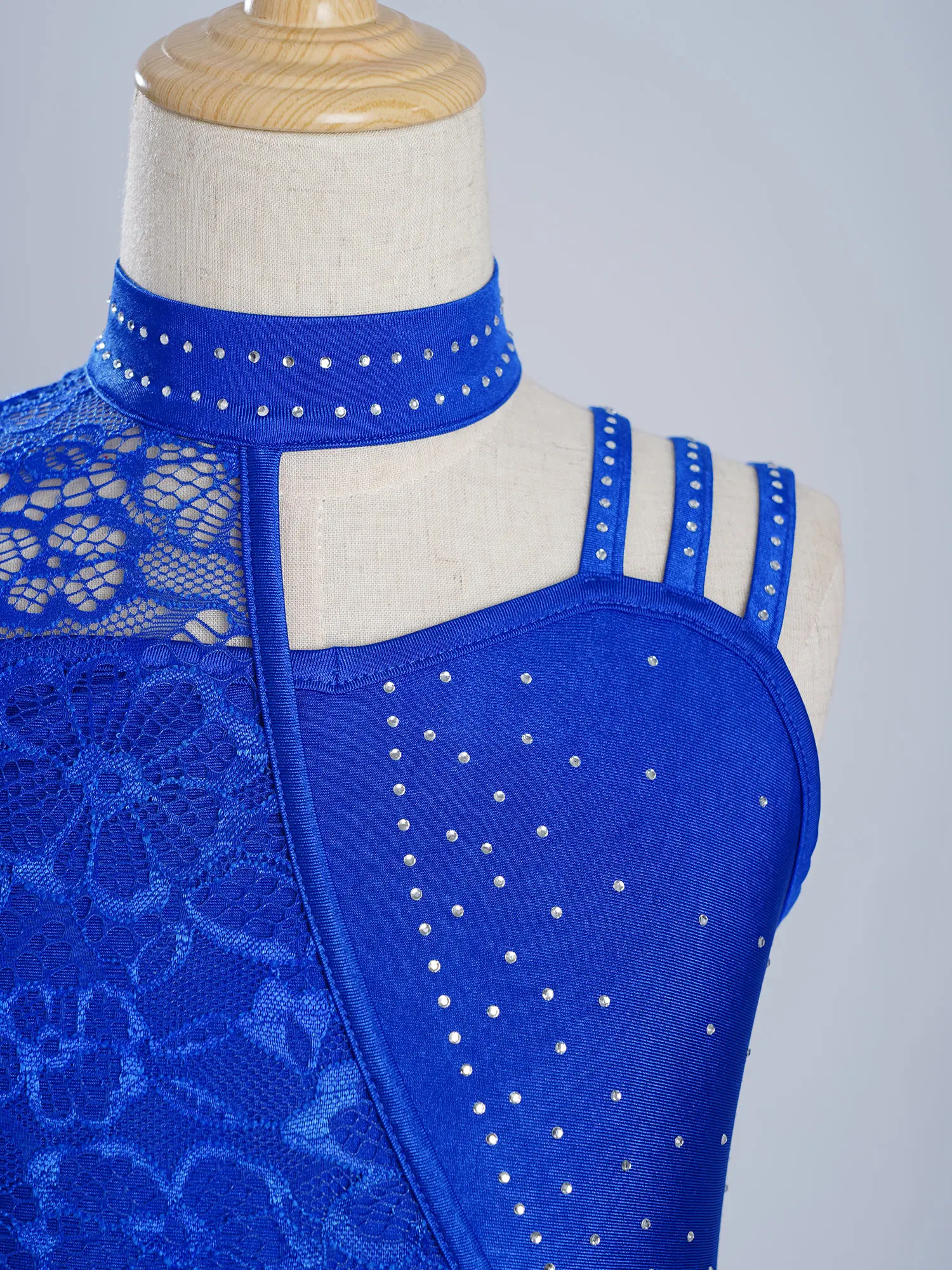 أطفال بنات فستان رقص غنائي بلا أكمام الأزهار الدانتيل حجر الراين يوتار فساتين لشكل التزلج الجمباز البهلوانية الباليه