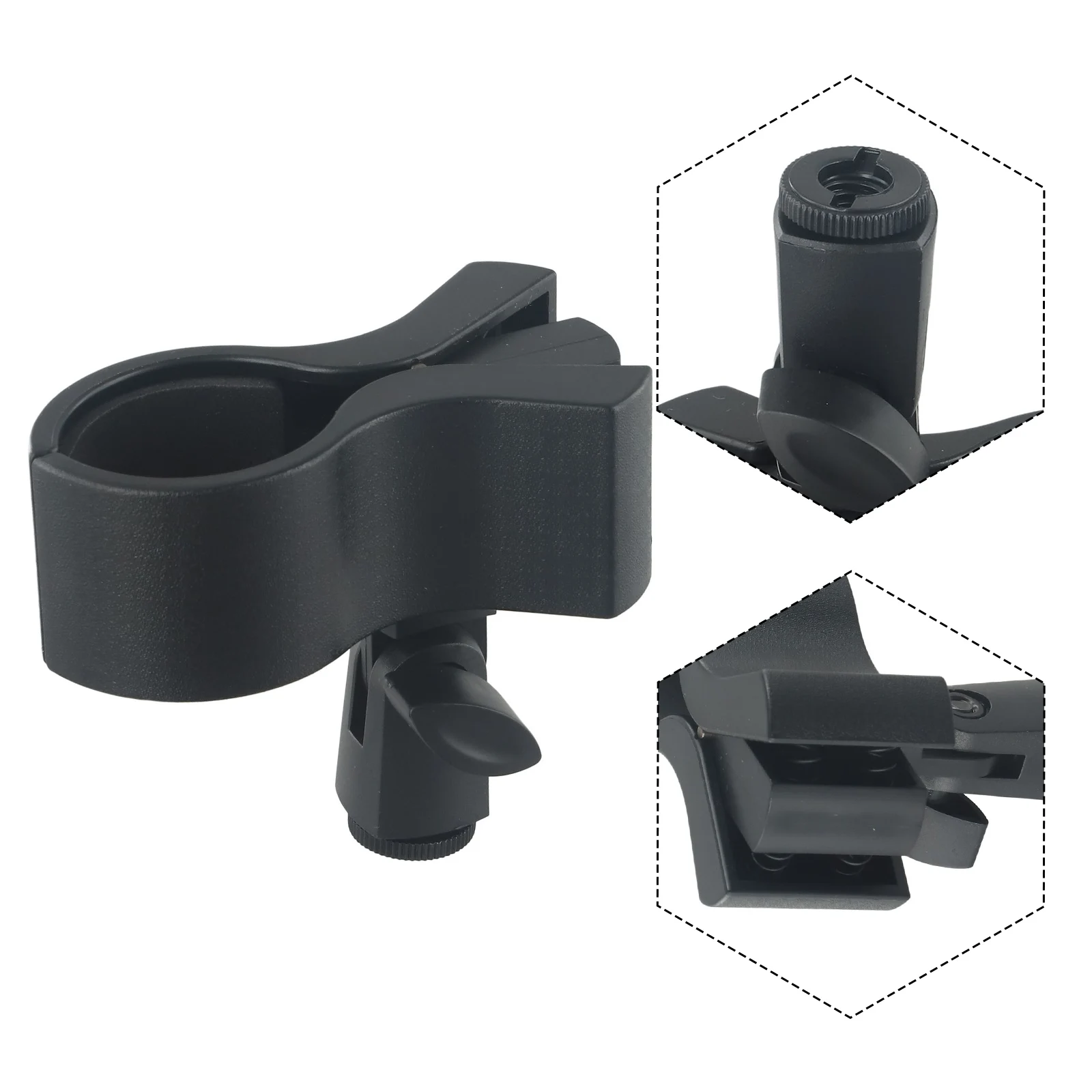 Brandneuer Mikrofon-Clip-Halter mit 3/8-Adapter für 3,2–6,8 cm Mikrofon aus Kunststoff 180 °   Rotation Schwarz Bruchfest