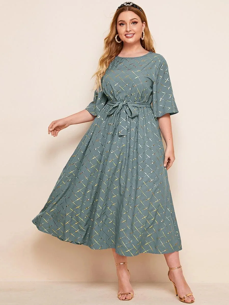 Women's Fashionable Temperament Printed Dress Plus size Long Dresses Elegant And Elegant Short Sleeved Dress New For Autumn 2024