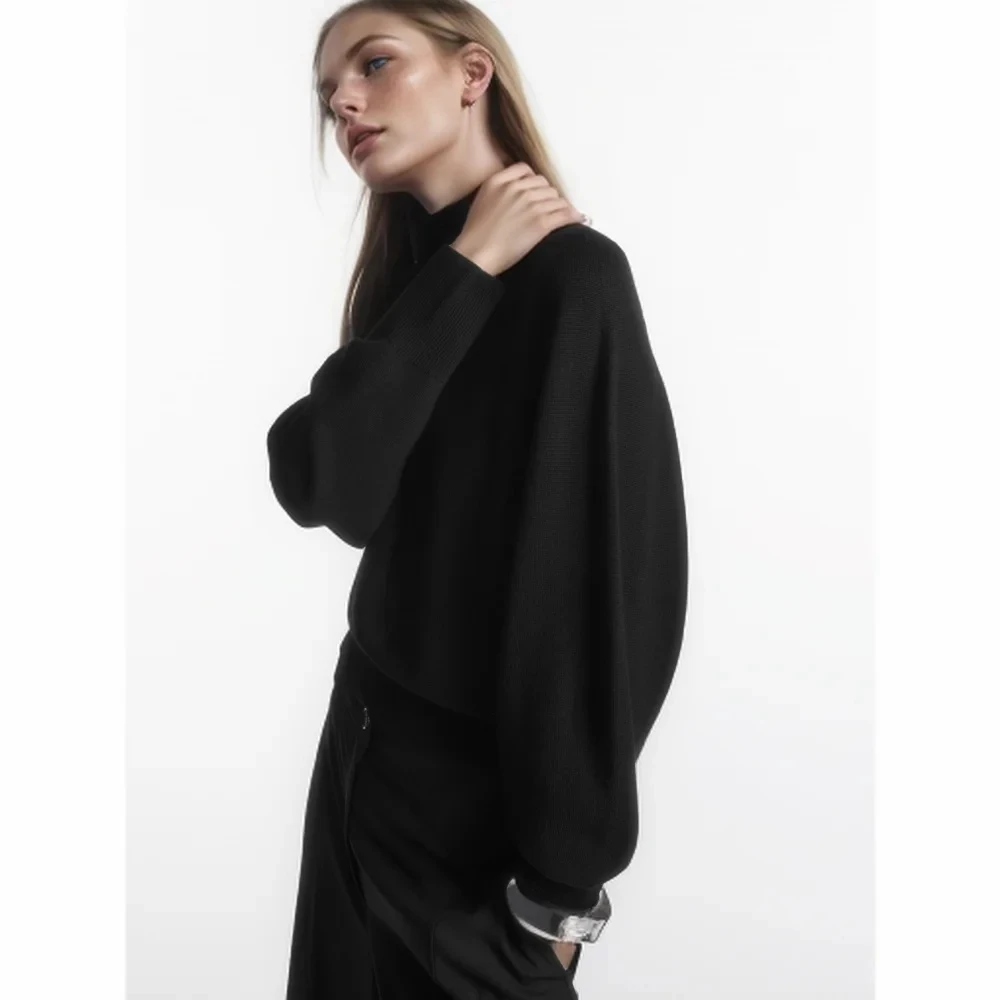 Cos Lris Standard Edition Casual Bat Sleeve Long Sleeve Sweater Black 2024 Autumn New Product 1214495003