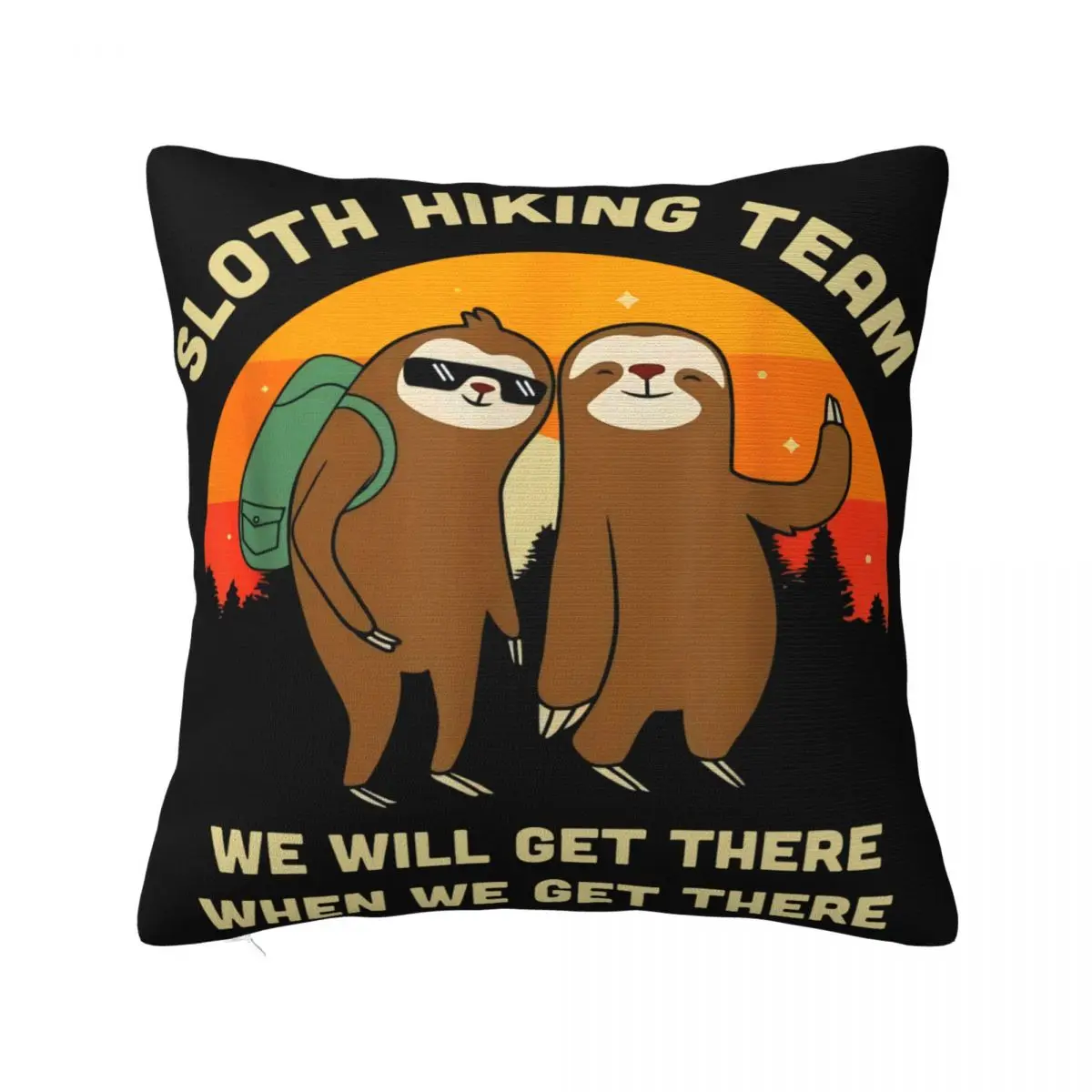 Sloth Hiking Team Pillowcase Cushion Black Cushion Customized Decorating Living Room Customizable