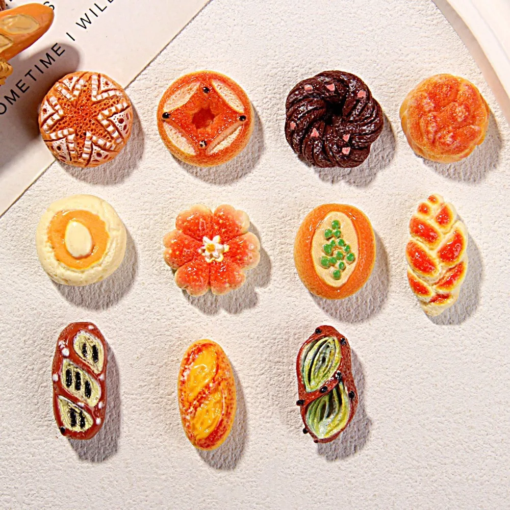 24PCS Simulation Alkali Water Bread Push Pin Cute Cartoon Felt Board Push Pin Plastic Soft Wood Board Push Pin Photo Display