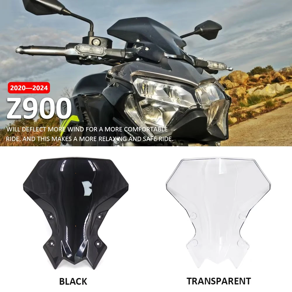

Motorcycle Screen Visor Windscreen For Kawasaki Z 900 Z900 Z650 2020 2021 2023 2024 Double Bubble Wind Deflector Windshield