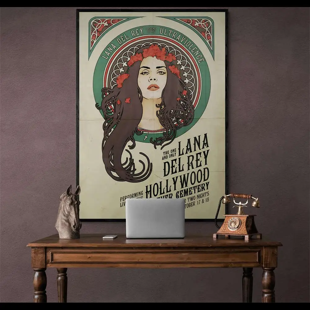 Póster de lienzo de alta calidad con estampado artístico de pared de Lana Del Rey de estilo Vintage para decoración del hogar, Idea de regalo perfecta