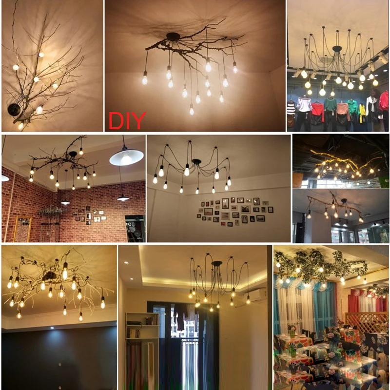 الحديثة بسيطة متعددة الرؤوس لتقوم بها بنفسك الثريا الملونة شبكة العنكبوت الثريا النمط الصناعي Diniht للمطبخ مزرعة غرفة المعيشة #3