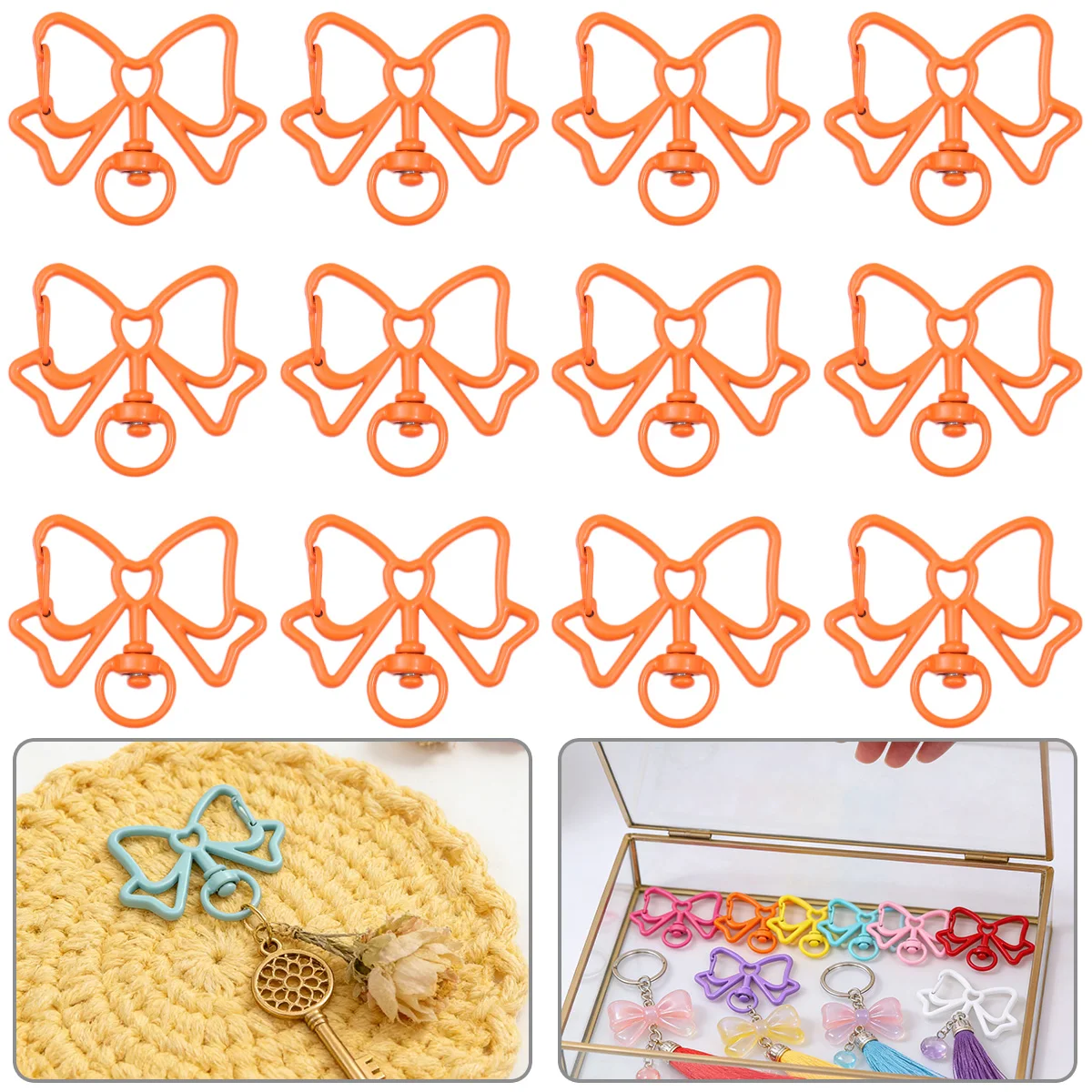 

5/10/20pcs 30X40mm Bowknot Shape Orange Spring Lobster Clasps Zinc Alloy Keychain Clasp Hook for DIY Keyring Pendant Jewelry