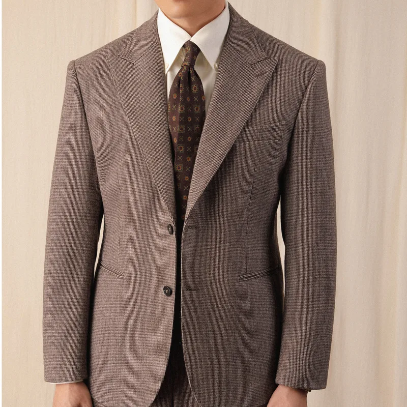 

Винтажный джентльменский костюм на одной пуговице для свадьбы, жениха, осенний шерстяной костюм, мужской однобортный деловой мужской пиджак