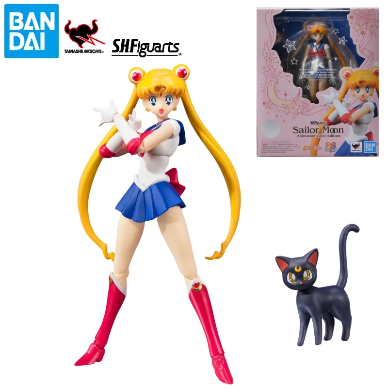 In Stock New Genuine Bandai SHF Sailor Moon Series Sailor Moon - Animation Color Version - Action Figure Collectible Doll Gift