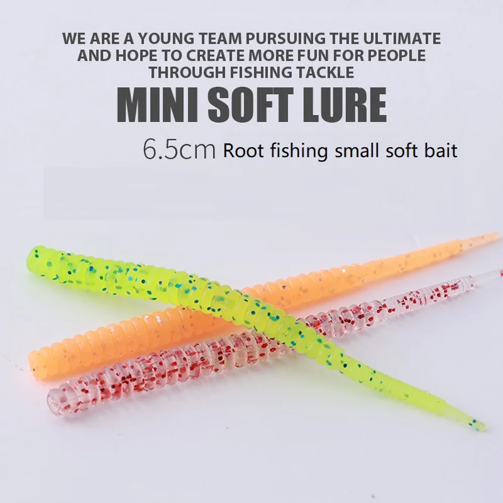 

Pesca 50mm 60mm Root Fishing Trout Shearable Slow Sinking Small Soft Bait Worm Soft Lures Silicone Baits Fishing Soft Bait