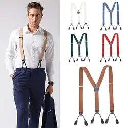 Men Women Vintage Trimmed Button End Y Shape Trouser Straps Belt Braces Suspenders Elastic Braces Adjustable Strap Clip Party