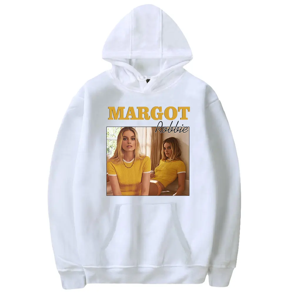 Margot Robbie Hoodie Unisex Long Sleeve Men Women Hooded Sweatshirt Casual Style Youthful Star Fashion Clothes