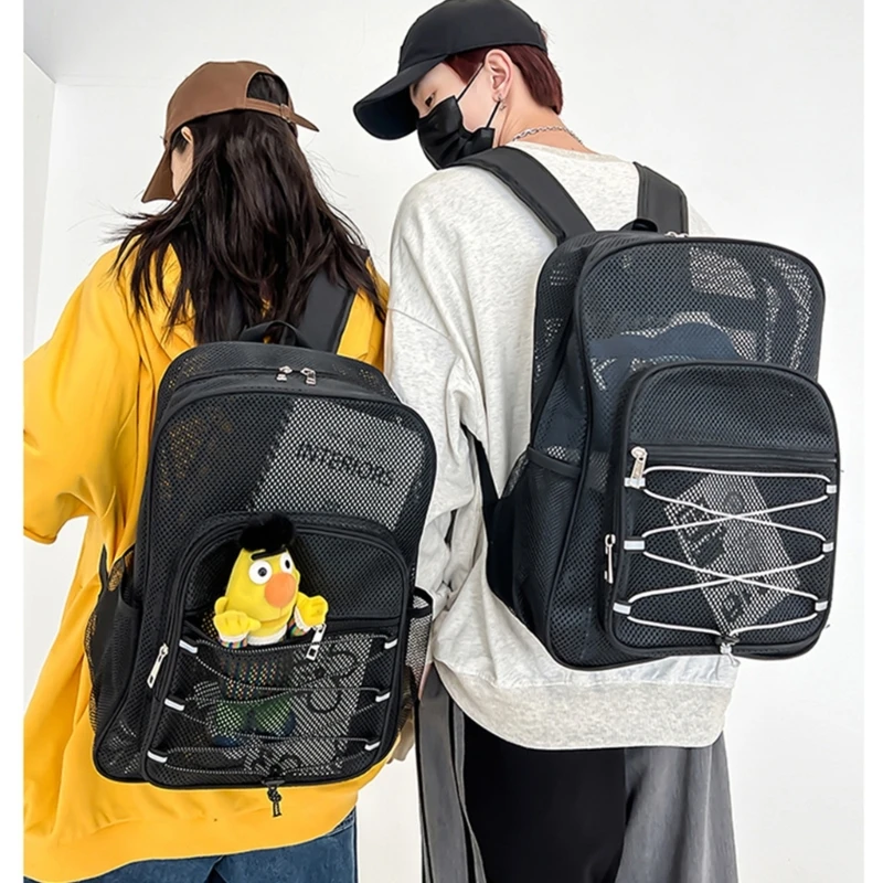 

Travel Daypacks See Through Backpack Fashion Bookbags Breathable Semitransparent Bag Teen Student Schoolbag Casual Bags