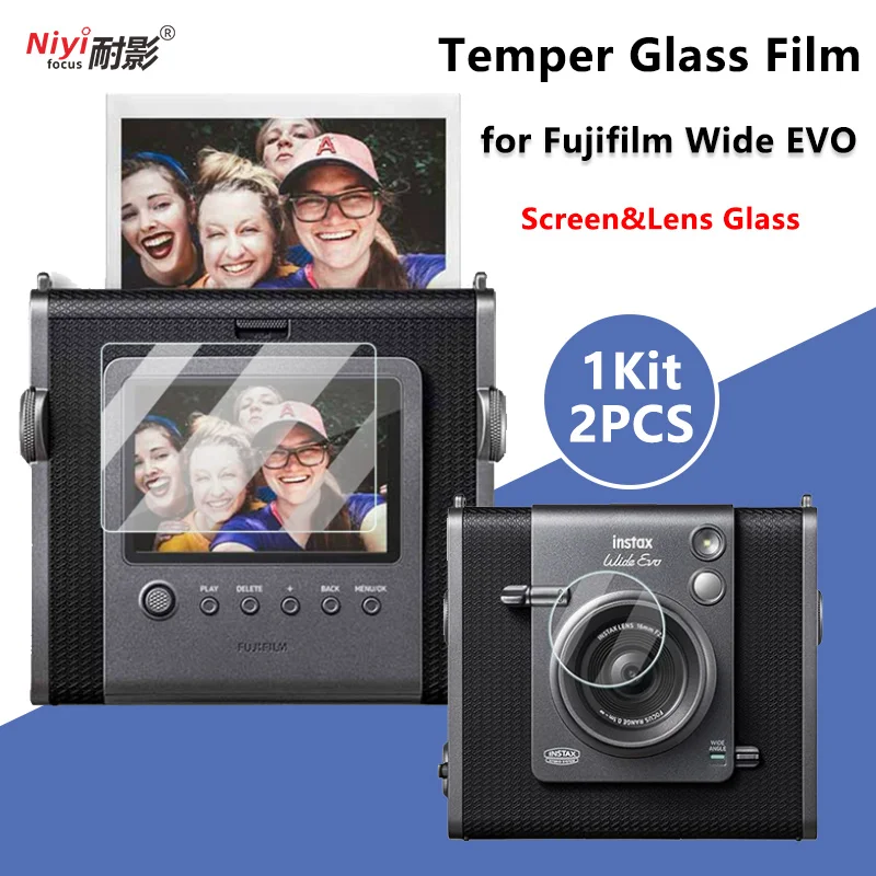 Camera Temper Glass Film for Fujifilm Instax Wide EVO Front Lens Protection Film and Camera Screen Glass Film HD Waterproof