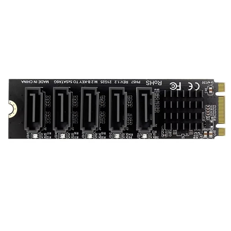 ABDW-M.2 NGFF B-Key Sata To SATA 5 Port Expansion Card 6Gbps Expansion Card JM575 Chipset Support SSD And HDD